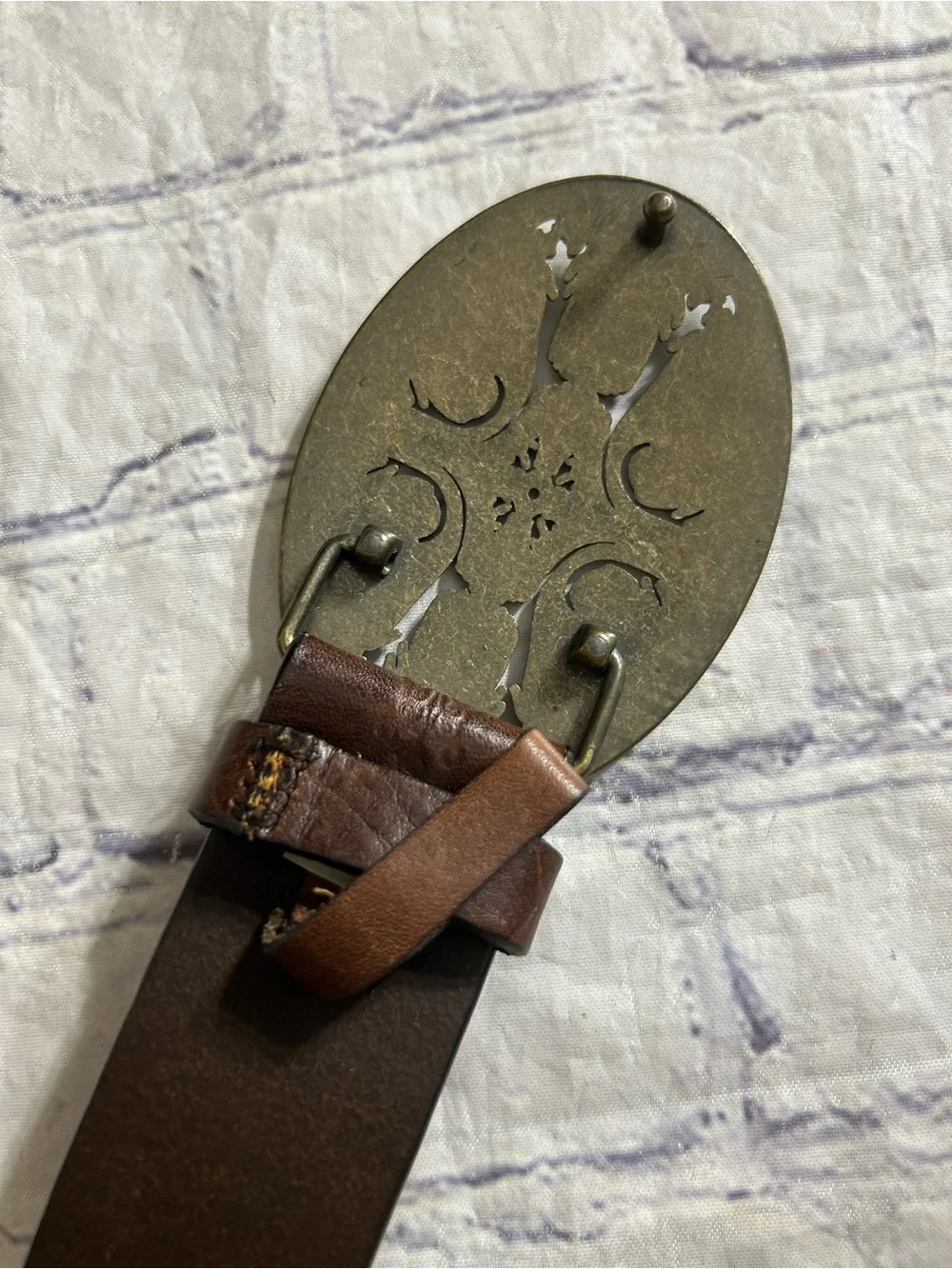LIZ CLAIBORNE (3) VTG LEATHER BELTS DECORATIVE BUCKLES BLACK & BROWN